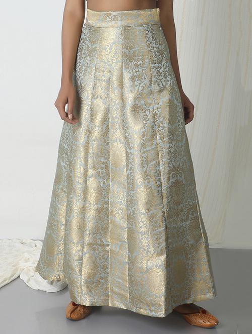 truebrowns grey silk blend flared skirt - 14465759 - Very Small Image - 1