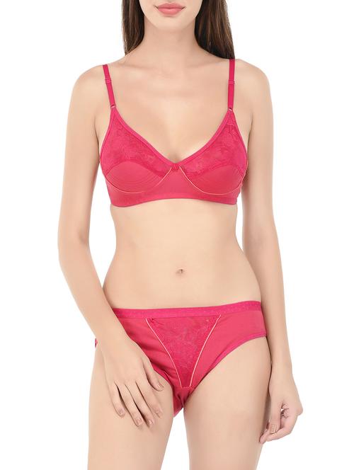 pink cotton bra and panty set - 14467637 - Very Small Image - 1