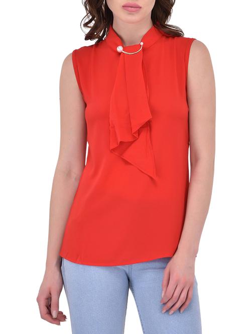 women's ruffle mandarin neck top - 14468194 - Very Small Image - 1
