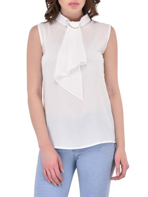 women's straight tie-up neck top - 14468197 - Very Small Image - 1