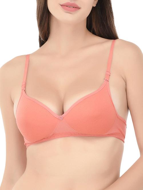 peach cotton bra - 14468286 - Very Small Image - 1