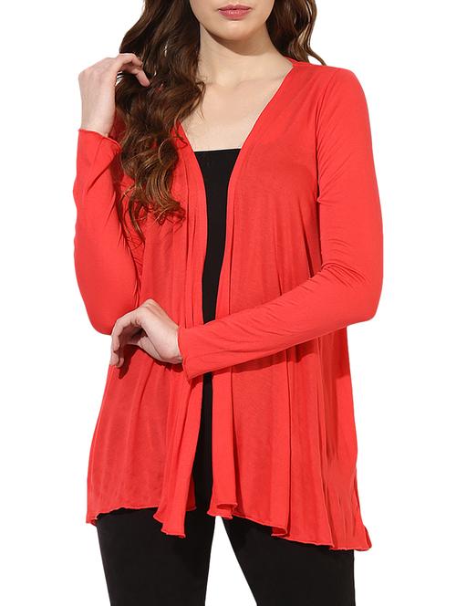 solid red cotton shrug - 14469138 - Very Small Image - 1