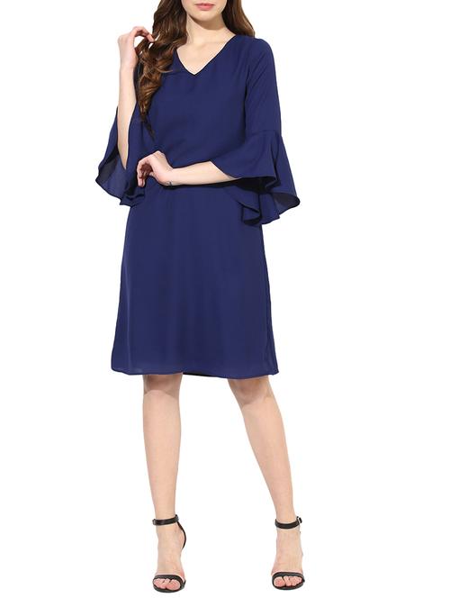 blue crepe shift dress - 14469141 - Very Small Image - 1