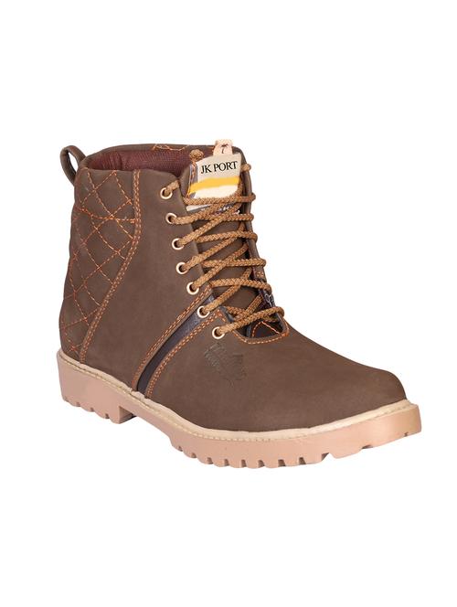 brown leatherette high ankle boot - 14471318 - Very Small Image - 1