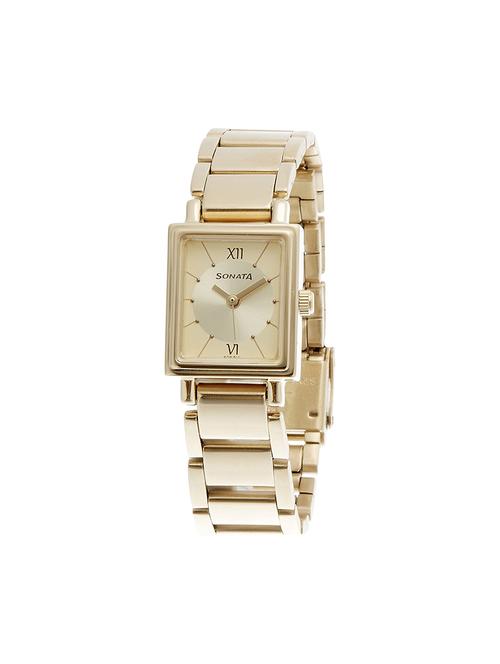 sonata sfal analog gold dial women's watch - nf8080ym01 - 14472557 - Very Small Image - 1