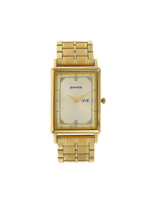sonata gold dial analog watch for men-77003ym05 - 14472619 - Very Small Image - 1