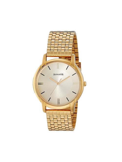 Sonata Analog Champagne Dial Boys Watch-77031ym07j - 14472645 - Very Small Image - 1
