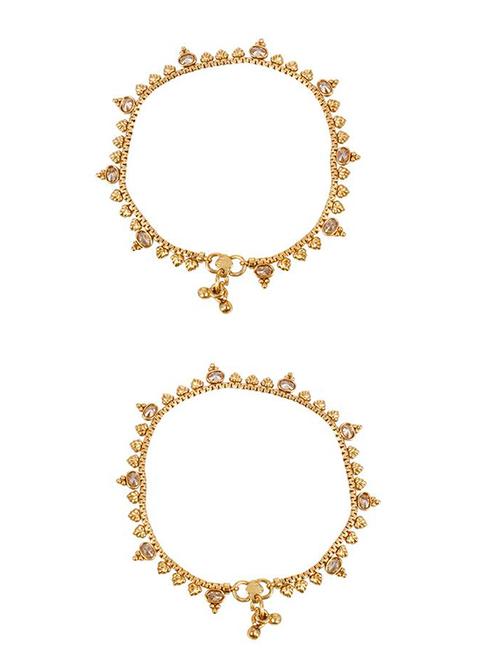 gold metal anklets and payal - 14474450 - Very Small Image - 1