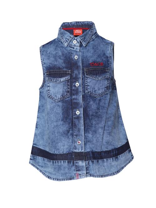 light blue cotton blend top - 14474955 - Very Small Image - 1