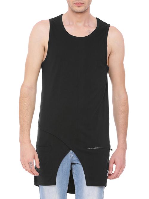 black cotton blend vest - 14478109 - Very Small Image - 1