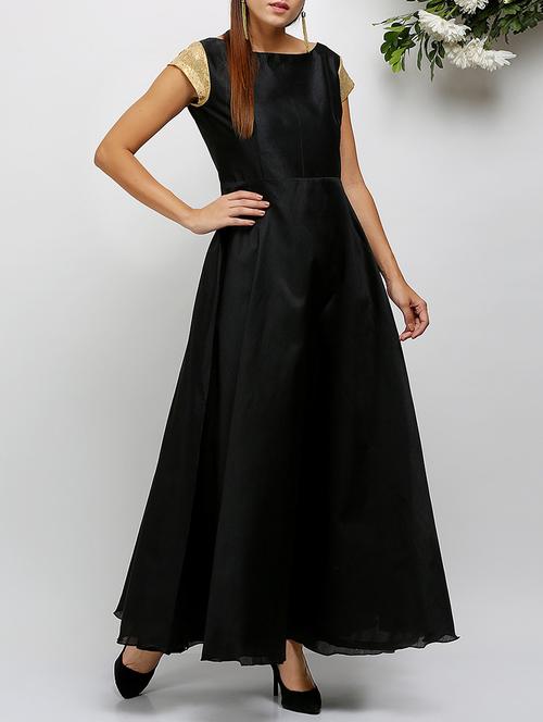 embellished sleeve boat neck gown - 14478497 - Very Small Image - 1