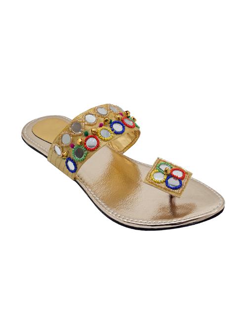 gold ethnic  slip on sandals - 14479321 - Very Small Image - 1