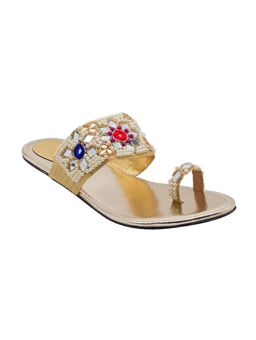 gold leatherette ethnic kolhapuris - 14479325 - Very Small Image - 1