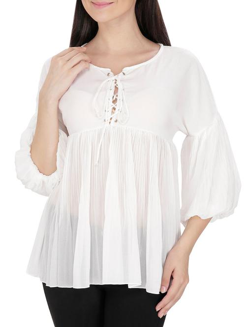white georgette top - 14479433 - Very Small Image - 1