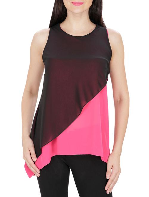 women's layered round neck top - 14479546 - Very Small Image - 1
