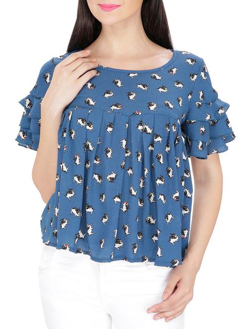 women's straight round neck top - 14479575 - Very Small Image - 1