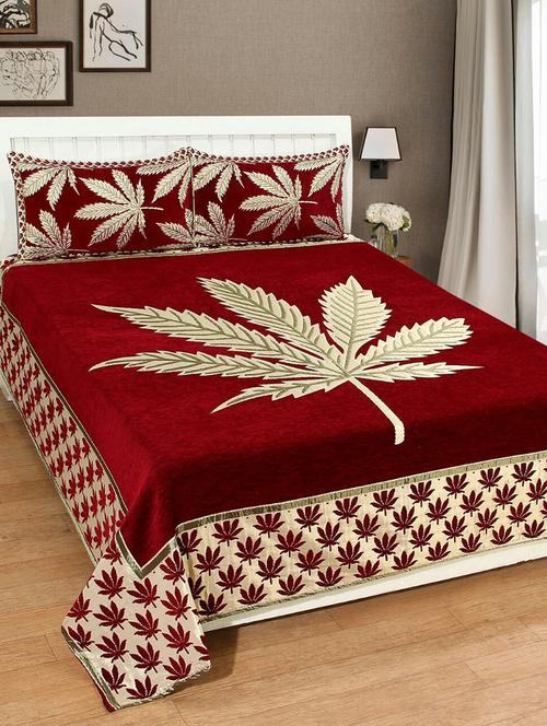 chenille double bed cover with 2 pillow covers - 14480751 - Very Small Image - 1