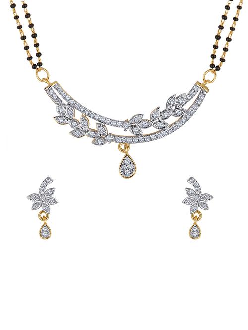 ad stone studded double line beaded mangalsutra set - 14480878 - Very Small Image - 1