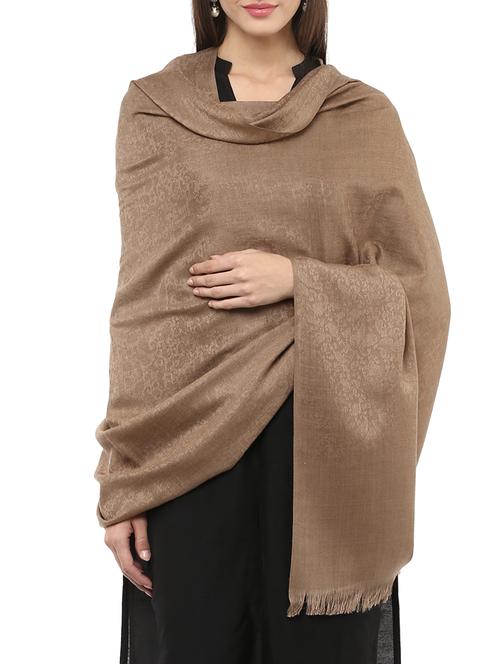 solid brown woolen shawl - 14481539 - Very Small Image - 1