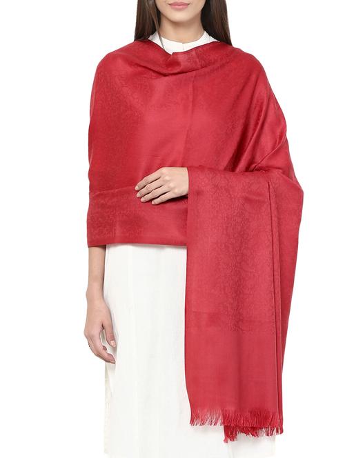 solid red woolen shawl - 14481543 - Very Small Image - 1