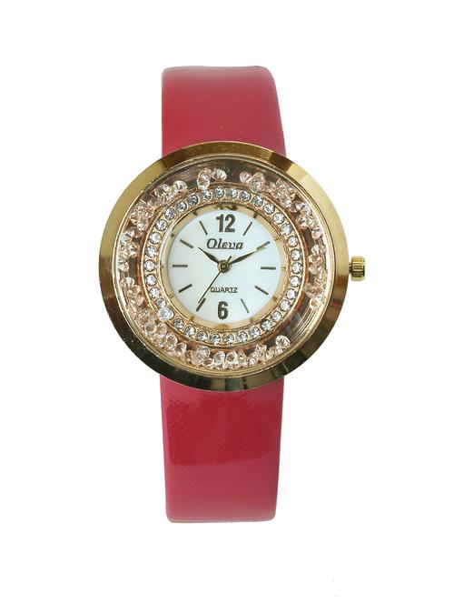 oleva round dial women's leather watch - 14481770 - Very Small Image - 1