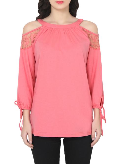 pink cold shoulder top - 14481823 - Very Small Image - 1