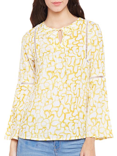 yellow printed cotton top - 14481995 - Very Small Image - 1