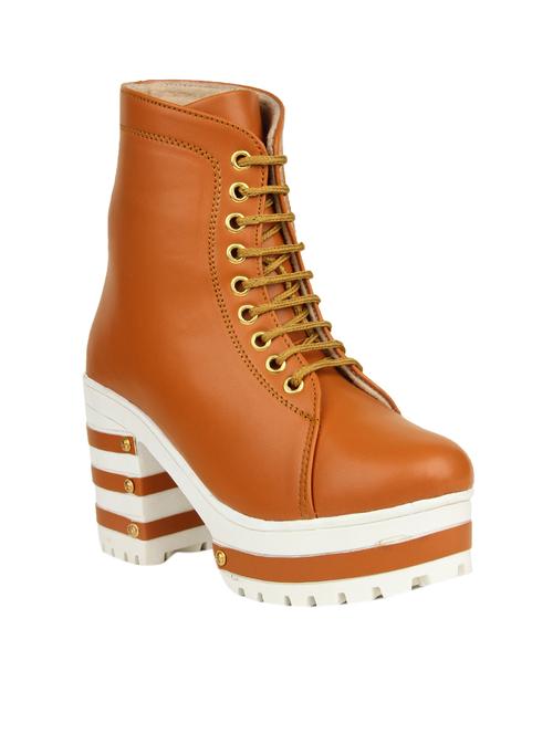 tan leatherette ankle  boot - 14482074 - Very Small Image - 1