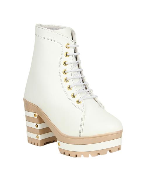 white leatherette ankle  boot - 14482075 - Very Small Image - 1