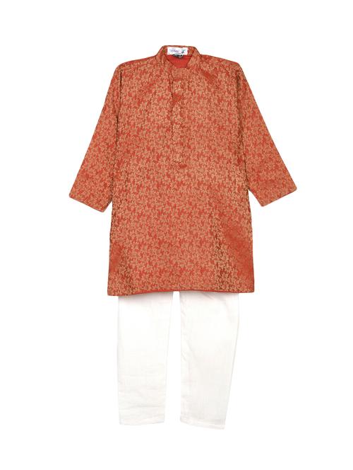 red silk blend kurta set - 14482157 - Very Small Image - 1