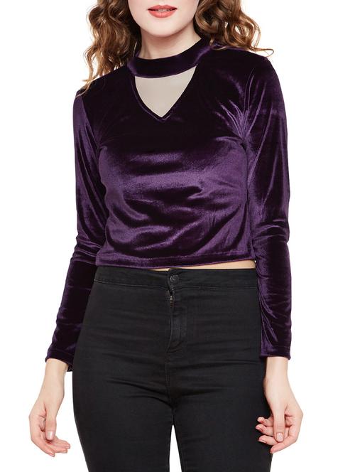 purple velvet crop top - 14482405 - Very Small Image - 1