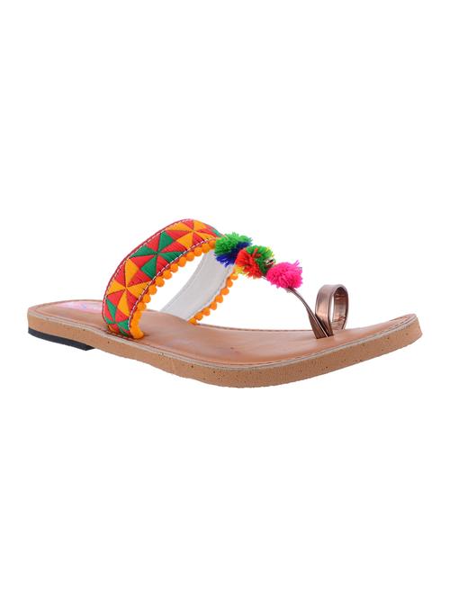 multi colored one toe kolhapuri - 14482719 - Very Small Image - 1