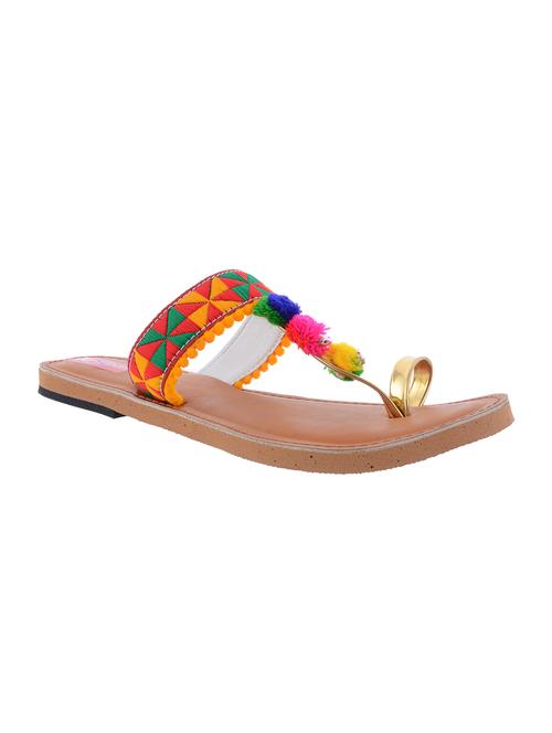 multi colored one toe kolhapuri - 14482720 - Very Small Image - 1