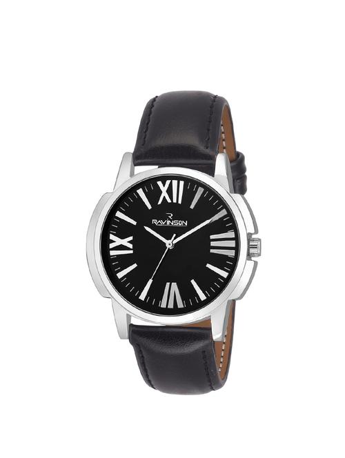 ravinson 3511sl new black dial leather strap stylish elegant analog watch  - for men - 14483239 - Very Small Image - 1