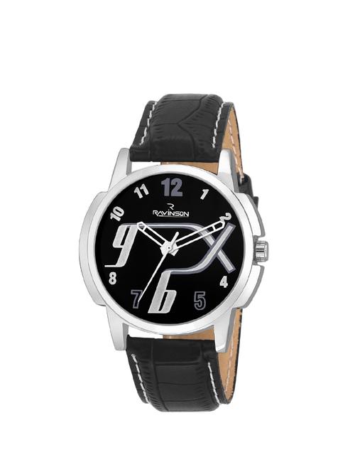 ravinson 3512sl new black dial leather strap stylish casual analog watch  - for men - 14483240 - Very Small Image - 1