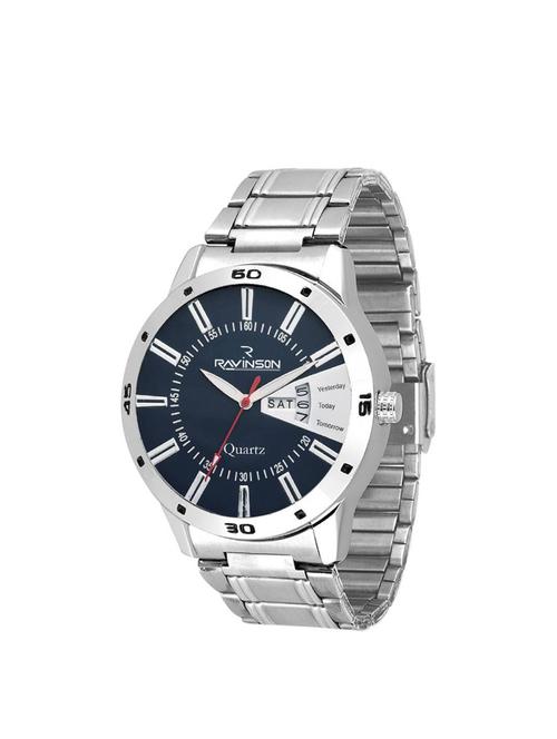 ravinson r1702sm04d new day date blue dial stainless steel latest analog watch  - for men - 14483254 - Very Small Image - 1