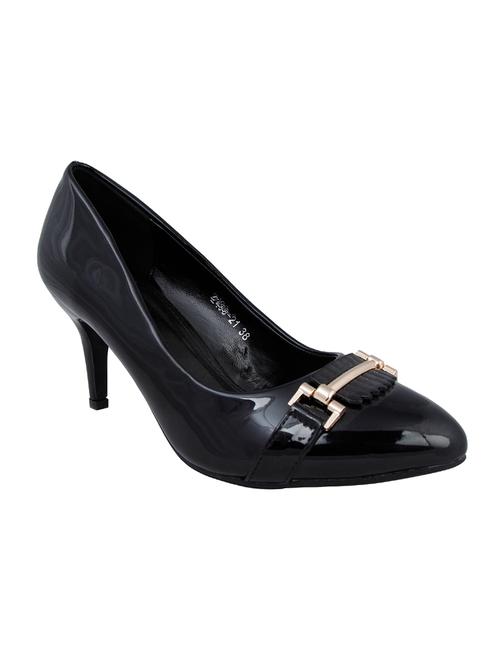 black faux leather slip on pumps - 14484403 - Very Small Image - 1
