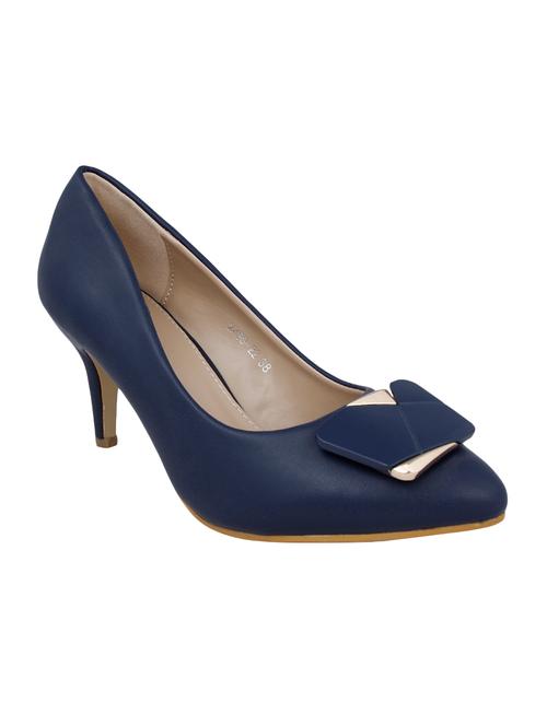 navy faux leather slip on pumps - 14484406 - Very Small Image - 1