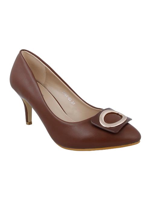 brown faux leather slip on pumps - 14484408 - Very Small Image - 1
