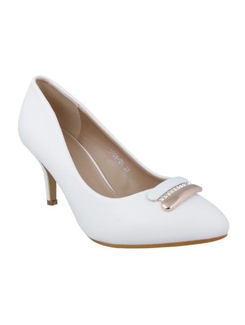 white faux leather slip on pumps - 14484410 - Very Small Image - 1