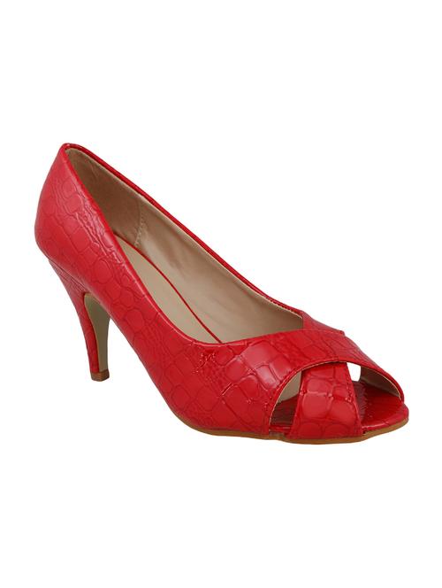 red faux leather slip on sandals - 14484422 - Very Small Image - 1