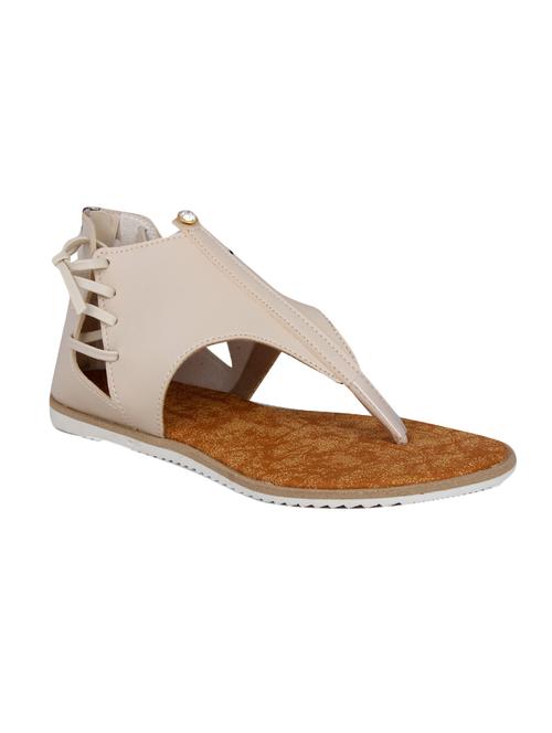 beige faux leather laceup sandals - 14484535 - Very Small Image - 1