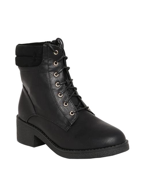 black faux leather  ankle  boot - 14485735 - Very Small Image - 1