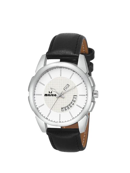 marco white dial black strap day n date men's watch - 14486928 - Very Small Image - 1