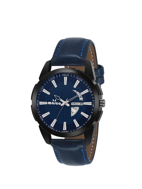 marco blue dial blue strap day n date men's watch - 14486932 - Very Small Image - 1