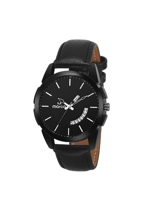 marco black dial black strap day n date men's watch - 14486937 - Very Small Image - 1