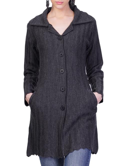 grey self design full sleeves coatigan - 14491266 - Very Small Image - 1