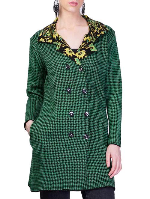 women green full sleeves pea coat - 14491458 - Very Small Image - 1
