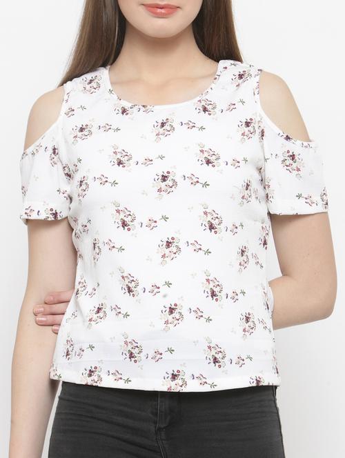 white cold shoulder  top - 14492419 - Very Small Image - 1