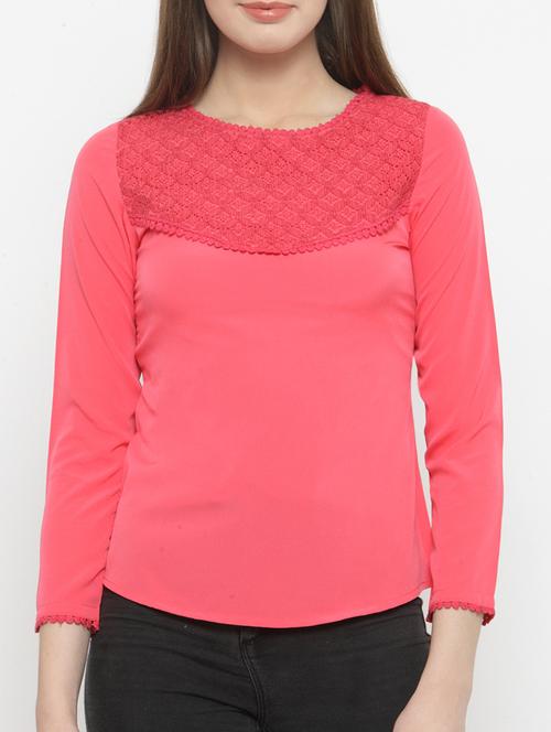 laced yoke round neck top - 14492435 - Very Small Image - 1